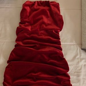 red velvet mini dress.